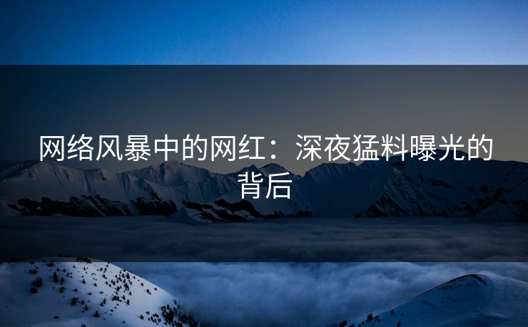 网络风暴中的网红：深夜猛料曝光的背后