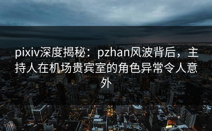 pixiv深度揭秘：pzhan风波背后，主持人在机场贵宾室的角色异常令人意外