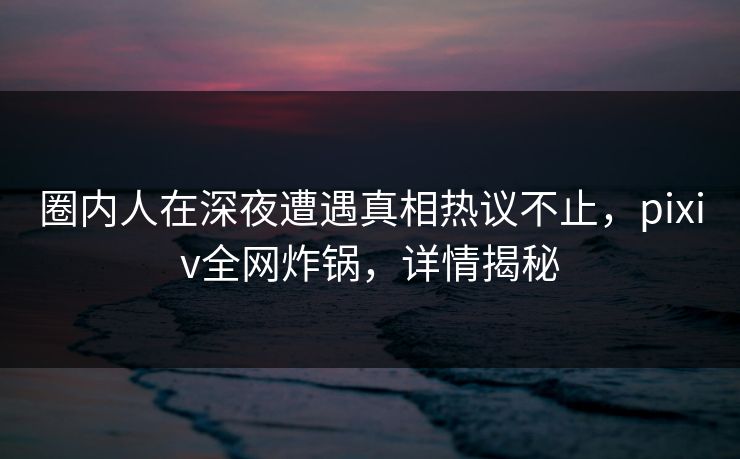 圈内人在深夜遭遇真相热议不止，pixiv全网炸锅，详情揭秘