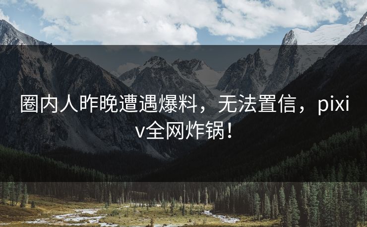 圈内人昨晚遭遇爆料，无法置信，pixiv全网炸锅！