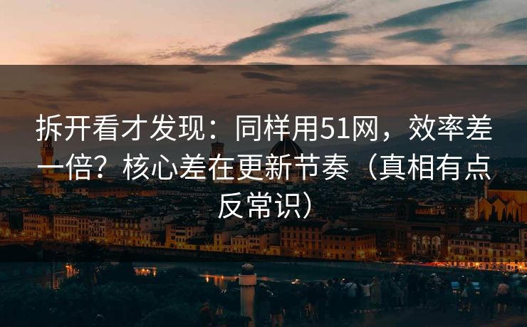拆开看才发现：同样用51网，效率差一倍？核心差在更新节奏（真相有点反常识）