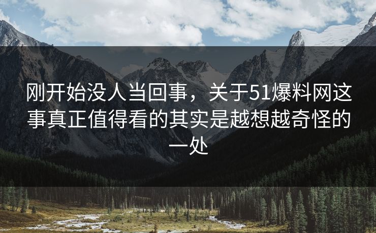 刚开始没人当回事，关于51爆料网这事真正值得看的其实是越想越奇怪的一处